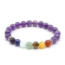 Pulsera 8mm 7 Chakras Amatista